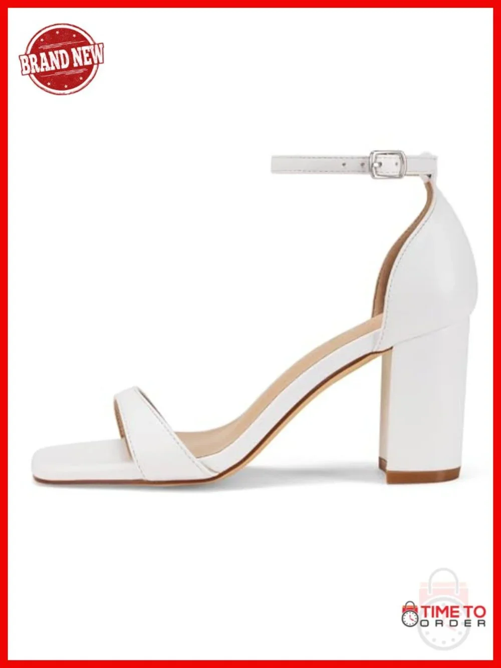 Chunky Block Heel Square Toe Ankle Strap Sandals